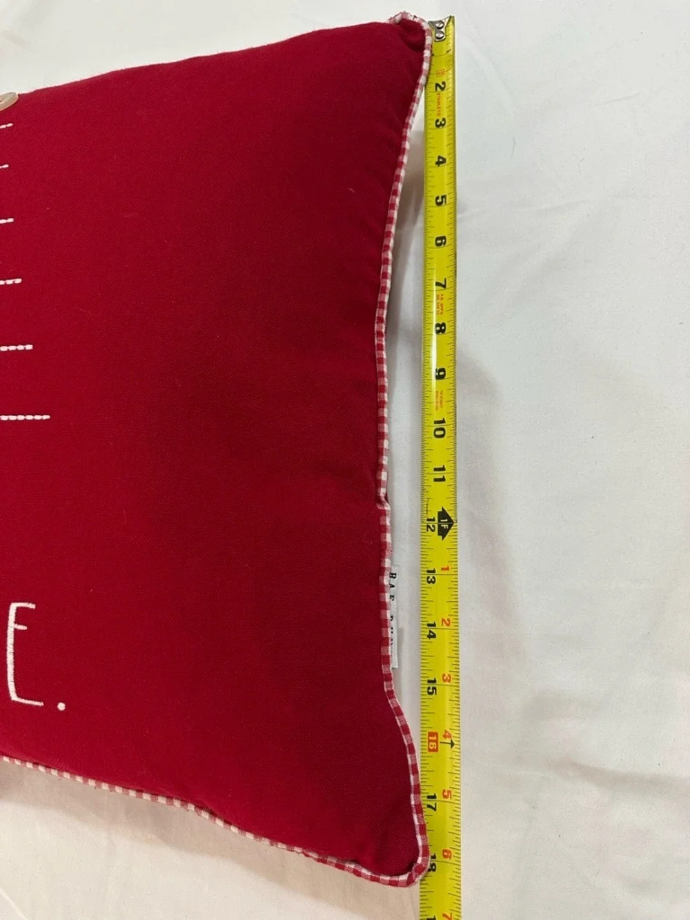 RAE DUNN BELIEVE CHRISTMAS PILLOW RED FARMHOUSE COTTAGE CABIN HOLIDAY DECOR 18”